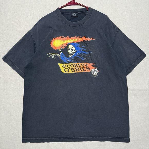 VTG Santa Cruz Skateboards Shirt Corey O'Brien Skater Sz Large Reaper 90s USA - Picture 1 of 7